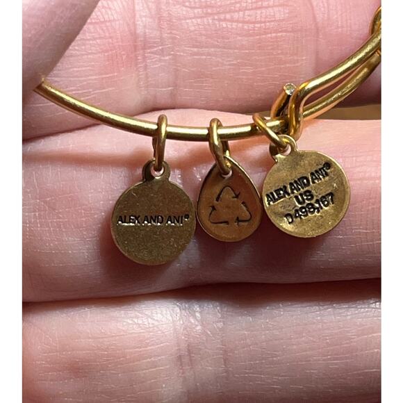 Alex and Ani Bride Charm Bangle 2018 Gold Tone Adjustable Wedding Gift Bracelet - Picture 4 of 5